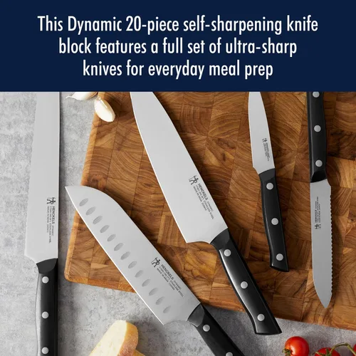 Vista 3 de HENCKELS Dynamic Razor-Sharp - Juego de cuchillos de 20 piezas, cuchillo de chef, cuchillo de pan, cuchillo de carne, diseño alemán informado por