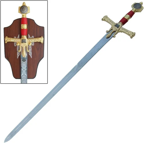 Vista 2 de Armory Replicas - Gran Espada Rey Salomón Rojo Hoja de acero inoxidable con diseños simbólicos para coleccionistas