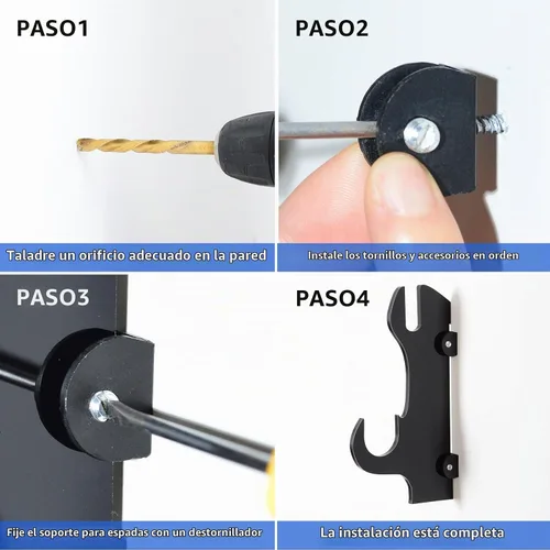 Vista 6 de Soporte de pared para katana - Soporte de espada de plexiglás negro - Soporte para espada samurái