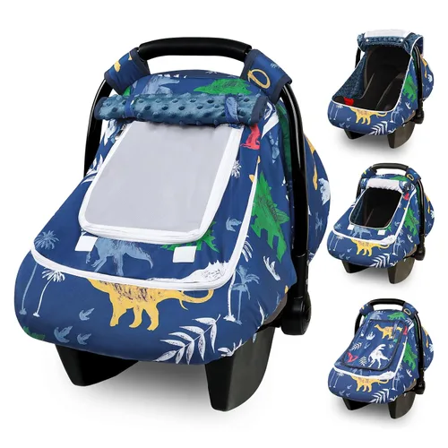 Vista 9 de Hooyax Funda de asiento de automóvil para bebé con doble cremallera, toldo de malla extra grande para asiento de automóvil, protección contra todas
