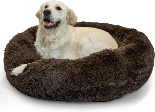 Vista 91 de Best Friends by Sheri - The Original Calming Donut - Cama calmante en forma de dona para perros y gatos - Pelo largo, azul bebé, M, 30 x 30 pulgadas