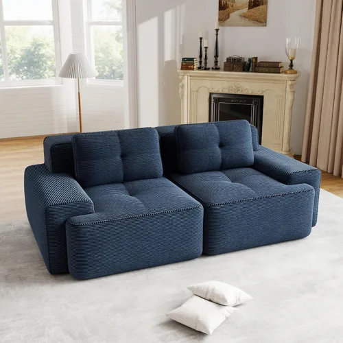 Vista 141 de Sofás seccional modular de 80" sin huesos modernos para sala de estar, juego de sofás comprimidos de 2 plazas con asiento profundo, sin necesidad