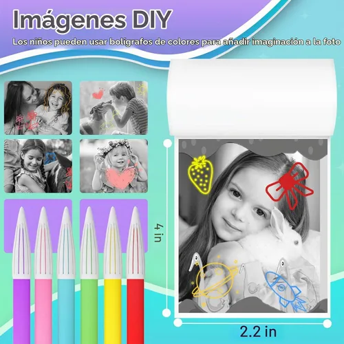 Vista 4 de Papel de impresora, 12 rollos para cámara de impresión instantánea para niños, papel de impresión térmica de impresión HD (12 rollos)