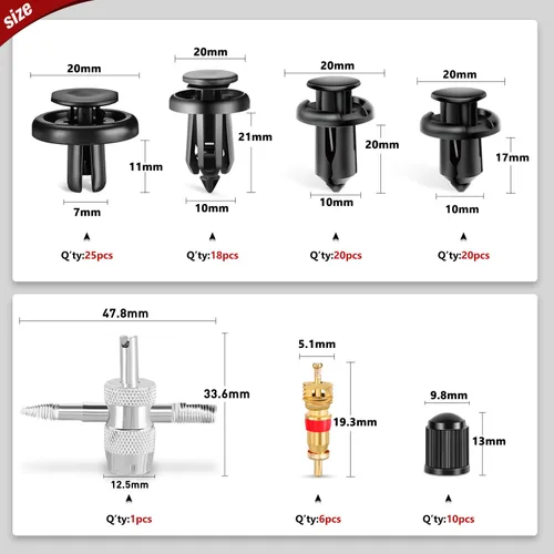 Vista 3 de Nilight - 101 clips de retención para parachoques y protector de salpicaduras, insertos metálicos para Acura, Honda 91503-SZ3-003 91503-SZ5-003