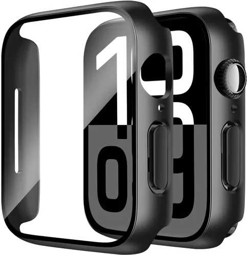 Vista 39 de Smiling Paquete de 2 fundas compatibles con Apple Watch Serie 3/Serie 2 de 1.49 pulgadas, protector de pantalla vidrio templado, carcasa rígida