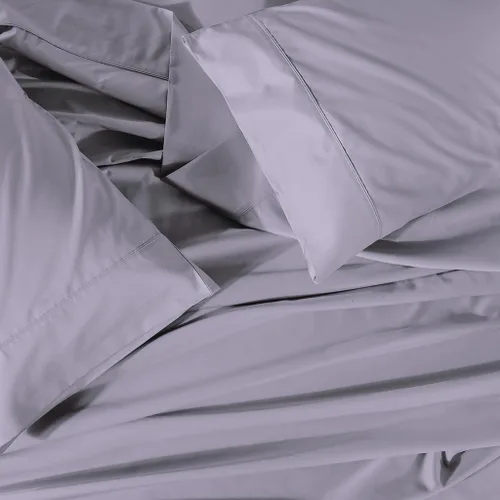 Vista 12 de Royal Tradition Cool and Crisp Percale Cotton 4pc Sheet Set (Full Size, Blue) Made in USA Breathable Classic Bed Sheets