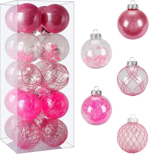 Vista 15 de Adornos de bola de Navidad de plástico transparente, 30 bolas de champán de 2.36 pulgadas para decoración de árboles, inastillables para regalos