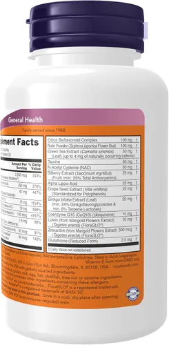 Vista 3 de Suplementos NOW, Ocu Support™ con luteína FloraGLO®, además de vitaminas A, C y E, 90 cápsulas vegetales