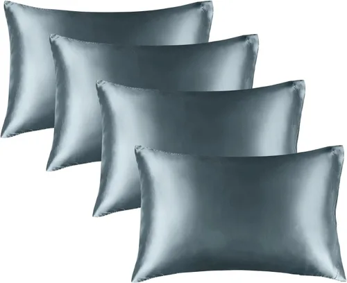 Vista 26 de BEDELITE Funda de almohada de satén para cabello y piel, súper suave y refrescante similar a las fundas de almohada de seda, paquete de 2 con cierre