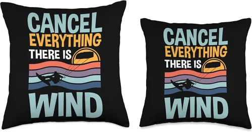 Vista 3 de Kitesurfing Cancel Everything There Is Wind Kiteboarding Throw Pillow
