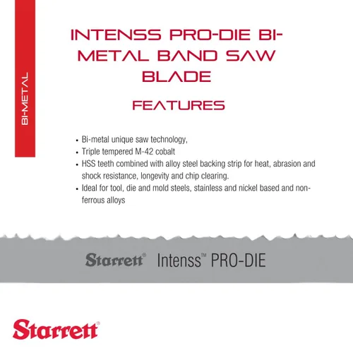 Vista 2 de Hoja para sierra de banda profesional Pro-Die de Starrett, Bi-Metal, diente Intenss, set curvo, corte neutral, 1
