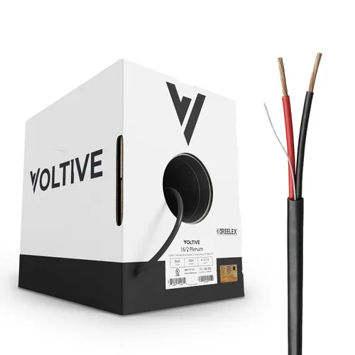 Vista 29 de Voltive Cable de altavoz 12/2, Plenum CL3P, blanco, 500 pies - 12 AWG, 2 conductores, cobre trenzado sin oxígeno, listado UL - V-1214-2