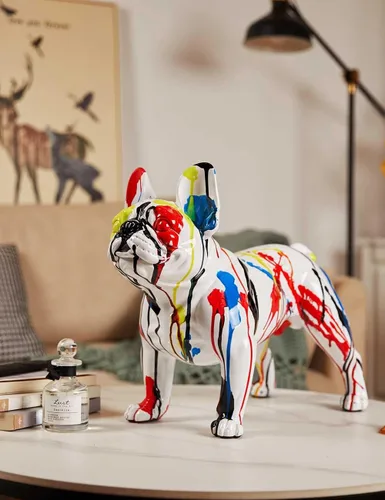 Vista 2 de Estatua de Bulldog Escultura Decoración Moderna Estatua de Animal Estatua Regalos para el Hogar Centro de Mesa Artesanías Polyresin Arts 19.7 in