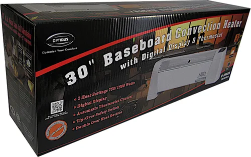 Vista 2 de Optimus H-3603, calentador de convección con base, pantalla digital y termostato, 30 pulgadas