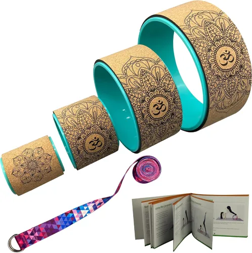 Vista 7 de Aozora Yoga Wheel 13" with Most Detailed Book Step by Step Guide on How to Do 30+ Poses! Perfect for Stretching and Improving Backbends