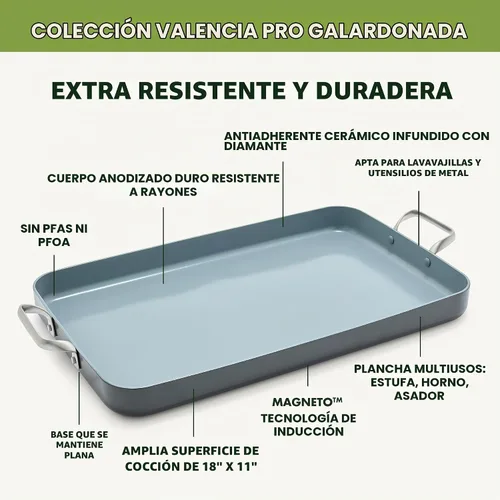 Vista 3 de GreenPan Valencia Pro - Sartén antiadherente de cerámica de doble quemador