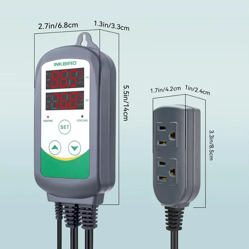 Vista 8 de Inkbird Termostato con control de temperatura digital precableado de doble función, 110 V, 1100 W, calefacción y refrigeración, refrigerador