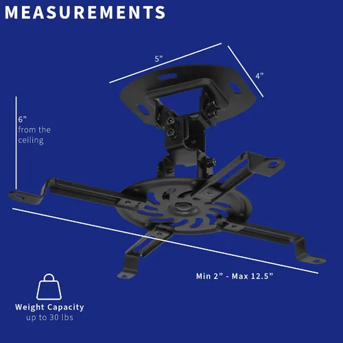 Vista 2 de VIVO Soporte universal para proyector de techo ajustable para proyectores regulares y mini, montaje de proyección con brazos extensibles, negro