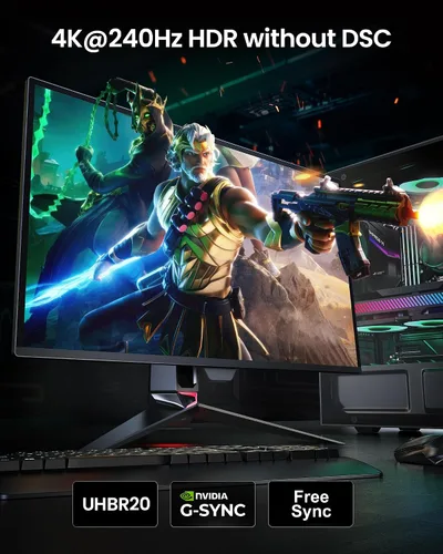Vista 2 de Silkland Cable DisplayPort 2.1 corto de 80 Gbps de 1.6 pies [certificado VESA], [8K@240Hz, 4K@540Hz 360Hz 240Hz] Cable DP 2.1 16K, Cable DisplayPort