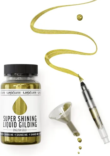 Vista 21 de KAMENSKAYA Pintura de Hoja de Oro Líquida - Pintura de Hoja de Oro Líquida de Secado Rápido de Base Alcohólica, Oro Brillante, 0.68 fl oz (20 ml)