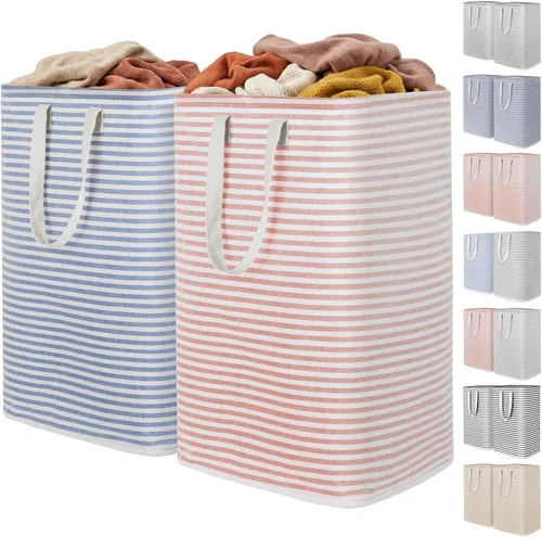 Vista 20 de Lifewit 75L x 2 Pack Collapsible Laundry Hamper Large,Tall Foldable Dirty Clothes Baskets Waterproof, Freestanding Double Bags with Easy Carry