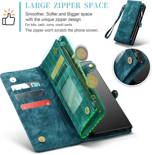 Vista 4 de Asuwish Funda para teléfono Samsung Galaxy Note 10 Plus Glaxay Note10+ 5G con cremallera, protector de pantalla de vidrio y tarjetero con tapa