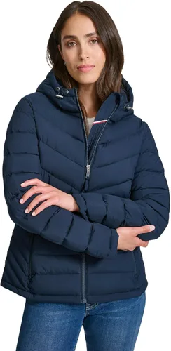 Vista 7 de Tommy Hilfiger Chaqueta acolchada ligera y plegable esencial para mujer Classic Chevron Navy