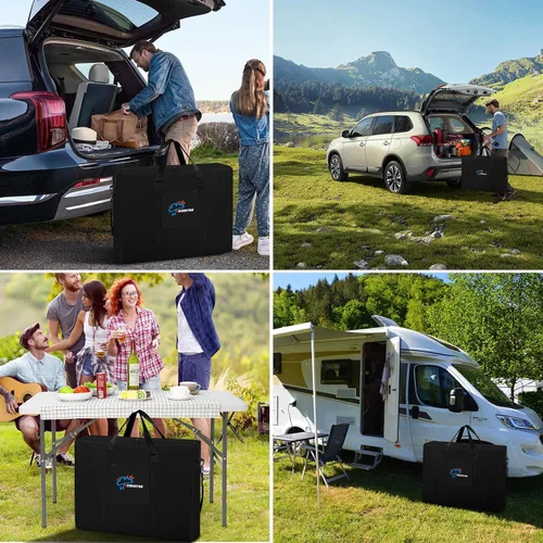 Vista 6 de Bolsa de almacenamiento para mesa plegable SIRUITON Compatible con mesas plegables de 4 pies, bolsa de transporte impermeable portátil de 600D