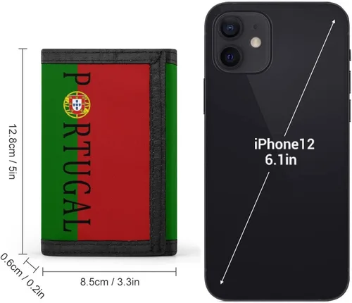 Vista 2 de Portugal - Cartera triple de fútbol americano, monedero delgado, lindo tarjetero con clip para dinero para hombres y mujeres