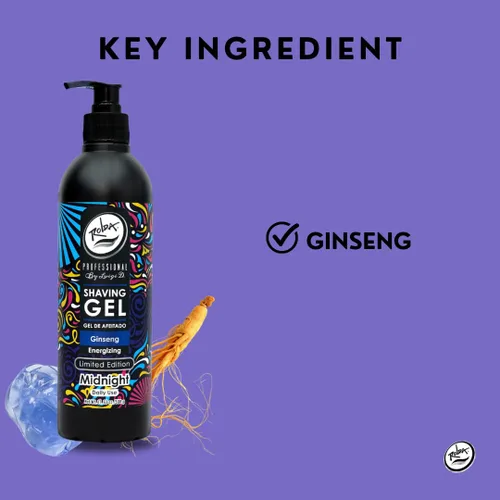 Vista 2 de Rolda Midnight Ginseng - Gel de afeitar para pieles sensibles, gel de afeitar transparente y no espumoso para hombres, gel de afeitado sin golpes
