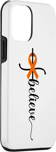 Vista 3 de iPhone 12 mini Believe Faith Survivor Warrior Orange Ribbon Estuche para cáncer de riñón