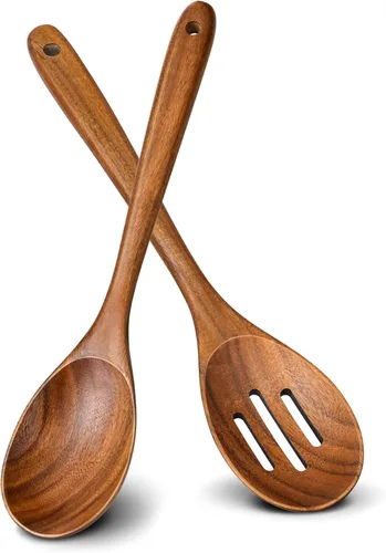 Vista 11 de Cucharas de madera para cocinar, utensilios de cocina de madera de teca prémium para servir