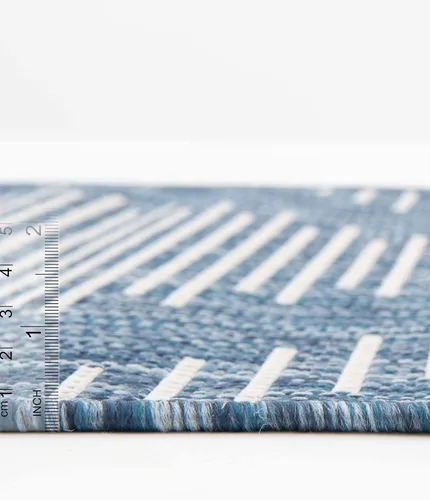Vista 5 de Unique Loom Outdoor Modern Collection - Alfombra rectangular de 2 x 3 pies 1 pulgada, color azul y marfil