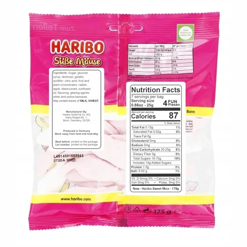 Vista 2 de Haribo Susse Mause (Sweet Ratones) Gummi Candy 7.05 oz