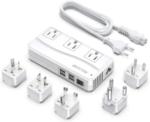 Vista 8 de BESTEK Convertidor de voltaje de 220 V a 110 V, convertidor de EE. UU. a Europa con 4 USB, convertidor de corriente de 250 W para viajes europeos