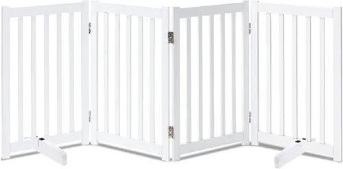 Vista 16 de LZRS Puerta para perros de madera independiente plegable de 2 paneles para interiores – Madera dura sólida de 24" de alto, puerta de seguridad