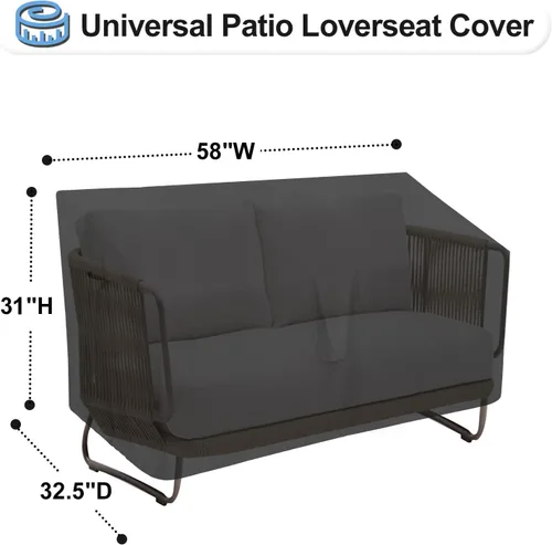 Vista 2 de OutdoorLines Funda impermeable para sofá biplaza de patio al aire libre, resistente a los rayos UV, resistente a la intemperie, fundas deslizantes