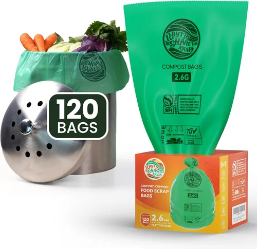 Vista 7 de Bolsas de compost 1.3 galones, 100 unidades, bolsas de basura pequeñas compostables para cubo de compost de cocina en encimera 0.75, 1, 1.2, 1.3