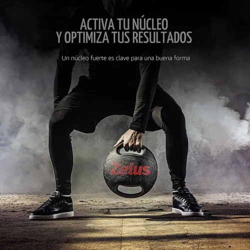 Vista 3 de ZELUS Balón medicinal con doble agarre, pelota de ejercicio de 10/20 libras, pelota de peso con asas, pelota de ejercicio con agarre texturizado