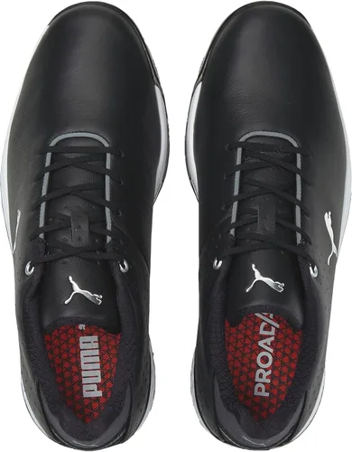Vista 5 de PUMA GOLF Proadapt Alphacat - Zapatos de golf de cuero para hombre, NegroPlata