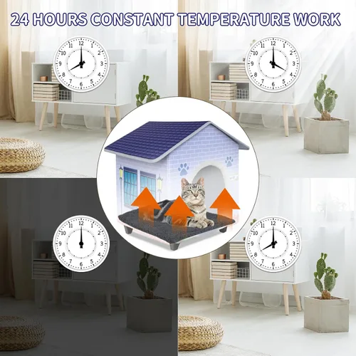 Vista 3 de Casas para gatos con calefacción para gatos de interior/exterior con cama para gatos elevada y resistente al agua, proporcionando un refugio seguro