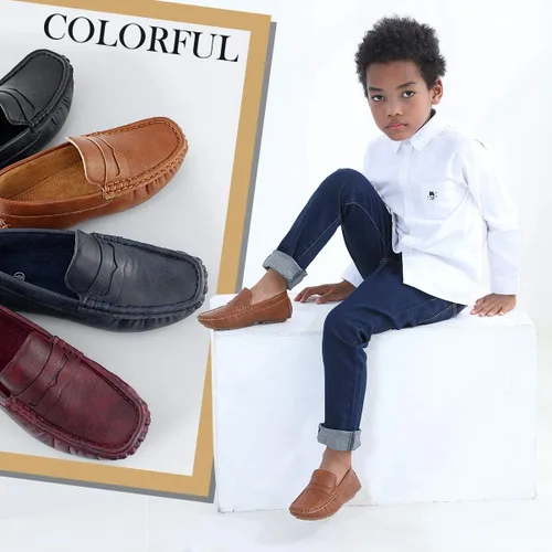 Vista 5 de Hawkwell Kids Casual Penny Loafer Slip On Dress Moccasin Driver Shoes(ToddlerLittle KidBig Kid)