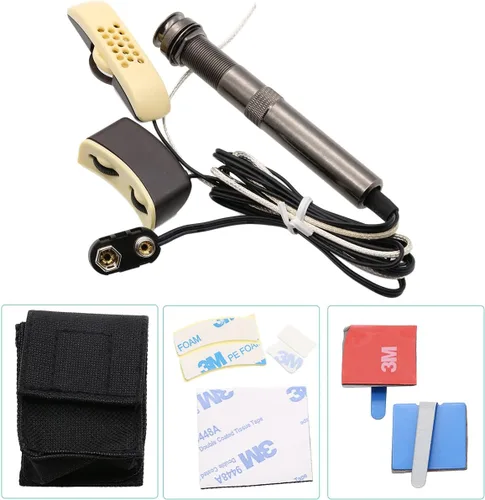 Vista 2 de Rocket A-201, micrófono profesional Piezo, ecualizador de guitarra, amplificador profesional. afinador con control de tono y volumen, with microphone