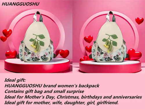 Vista 19 de HUANGGUOSHU Mochila de algodón tejida de algodón bohemio con bordado de lona estilo bohemio con múltiples bolsillos retro linda mochila cartera