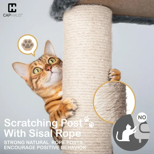 Vista 7 de BOWHAUS Árbol para gatos extra grande de 80 pulgadas de alto con percha ampliada para gatos grandes, torre para gatos grandes en interiores, moderna