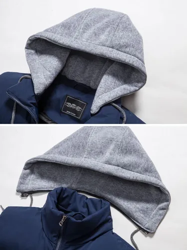 Vista 4 de Vcansion Chaleco acolchado de invierno para hombre, chaqueta sin mangas con capucha extraíble, chaleco acolchado