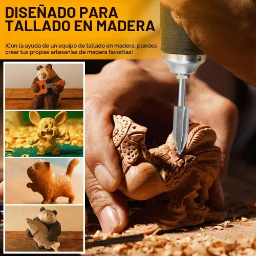 Vista 3 de Juego de brocas de tallado de madera compatible con Dremel herramienta rotativa 5 diferentes accesorios de taladro de grabado, herramienta