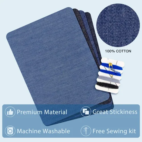 Vista 6 de HTVRONT Parches para planchar para ropa, 20 parches para planchar para jeans de 3 x 4-1/4 pulgadas, kit de reparación y decoración de ropa