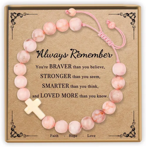 Vista 18 de Sereney Regalos de cumpleaños para niñas, pulseras de cuentas hechas a mano rosa para adolescentes