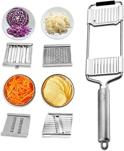 Vista 8 de Juego de rebanadoras multiusos 2024, juego de cortes para queso, frutas y verduras (3 cuchillas)